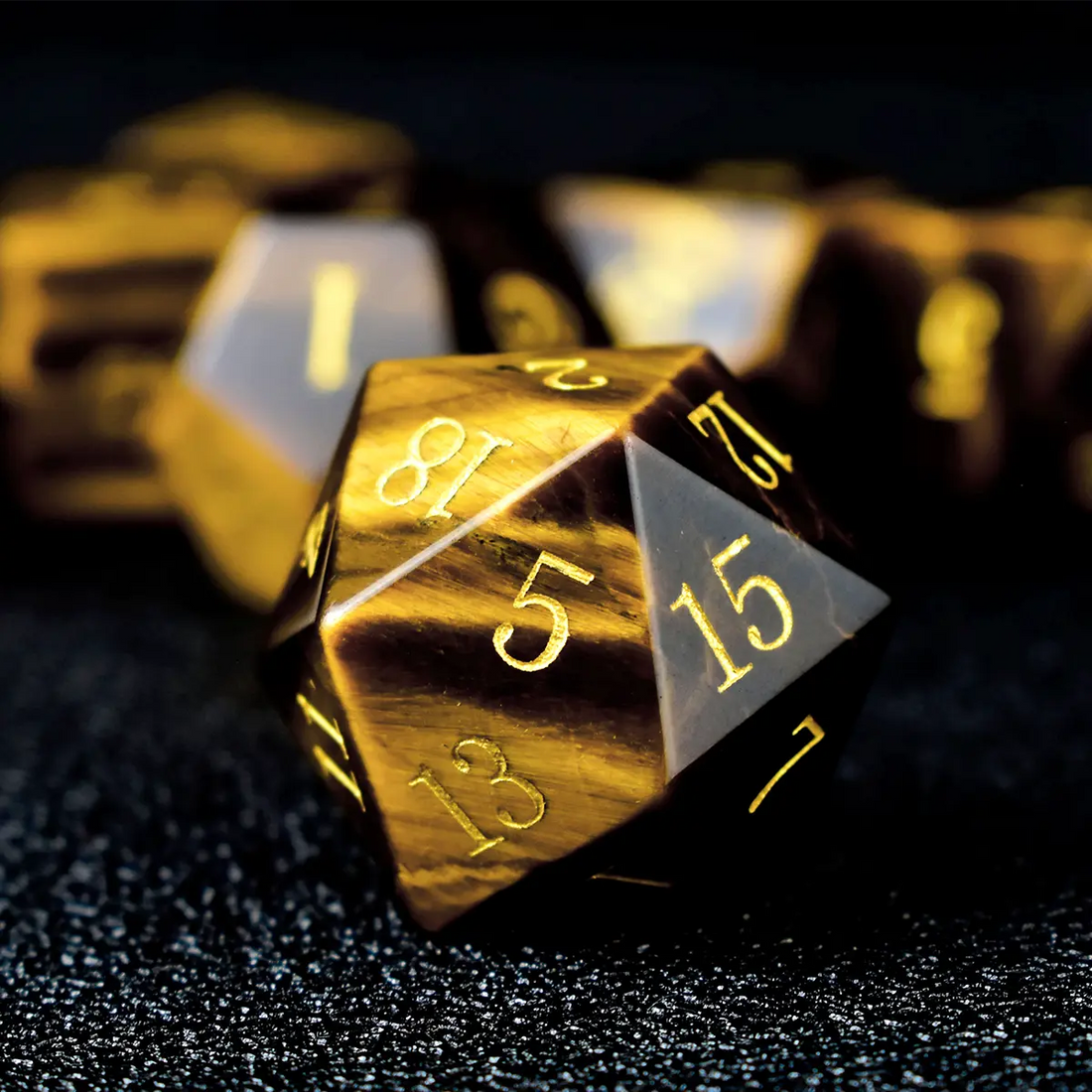  RULE DICE -  Gemstone dice Yellow Tiger's Eye Dice