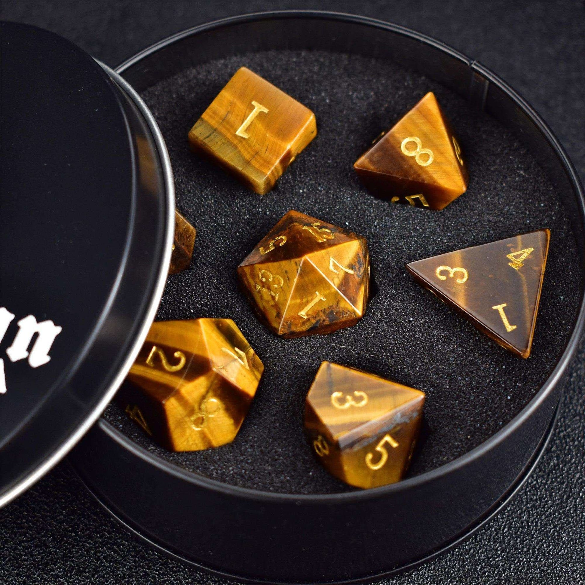 Yellow Tiger's Eye Dice Set - RULE DICE