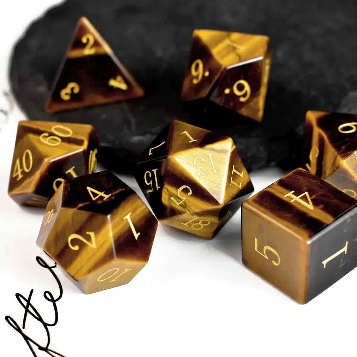 Yellow Tiger's Eye Dice Set - RULE DICE