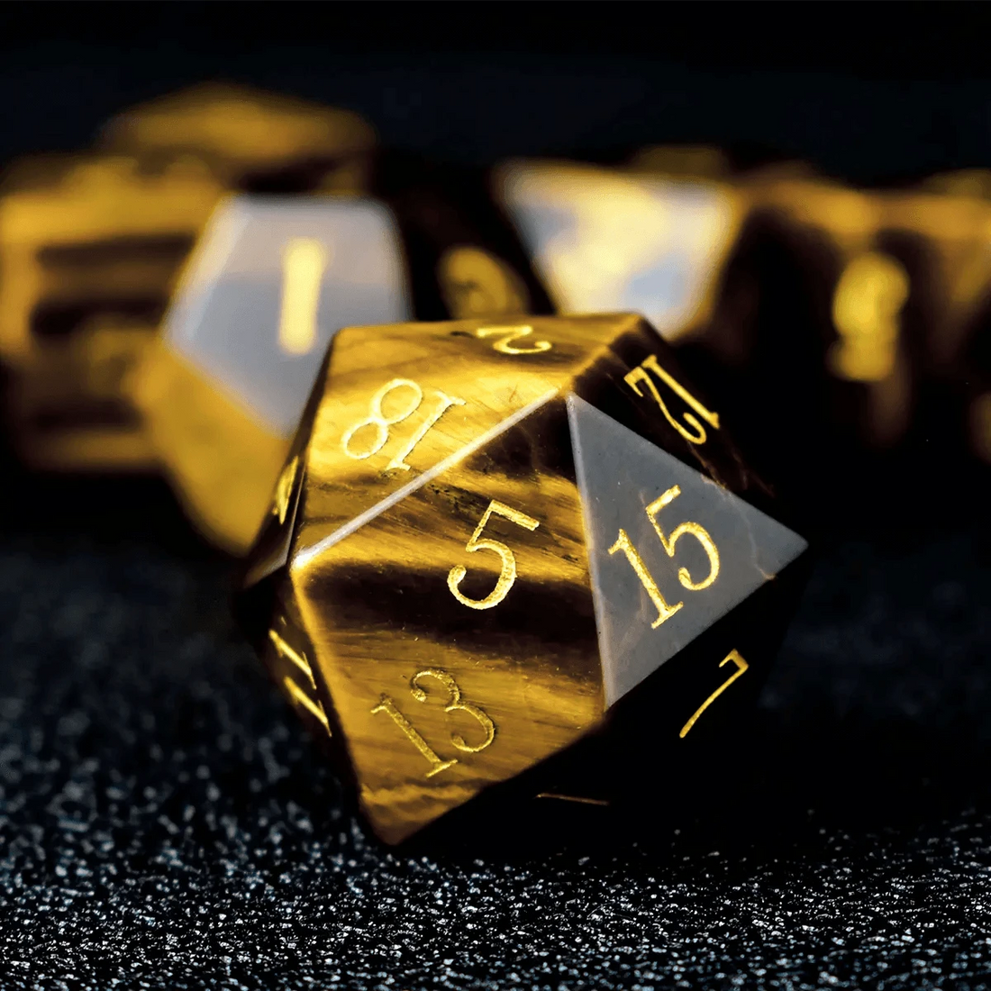 Yellow Tiger's Eye Dice Set - RULE DICE