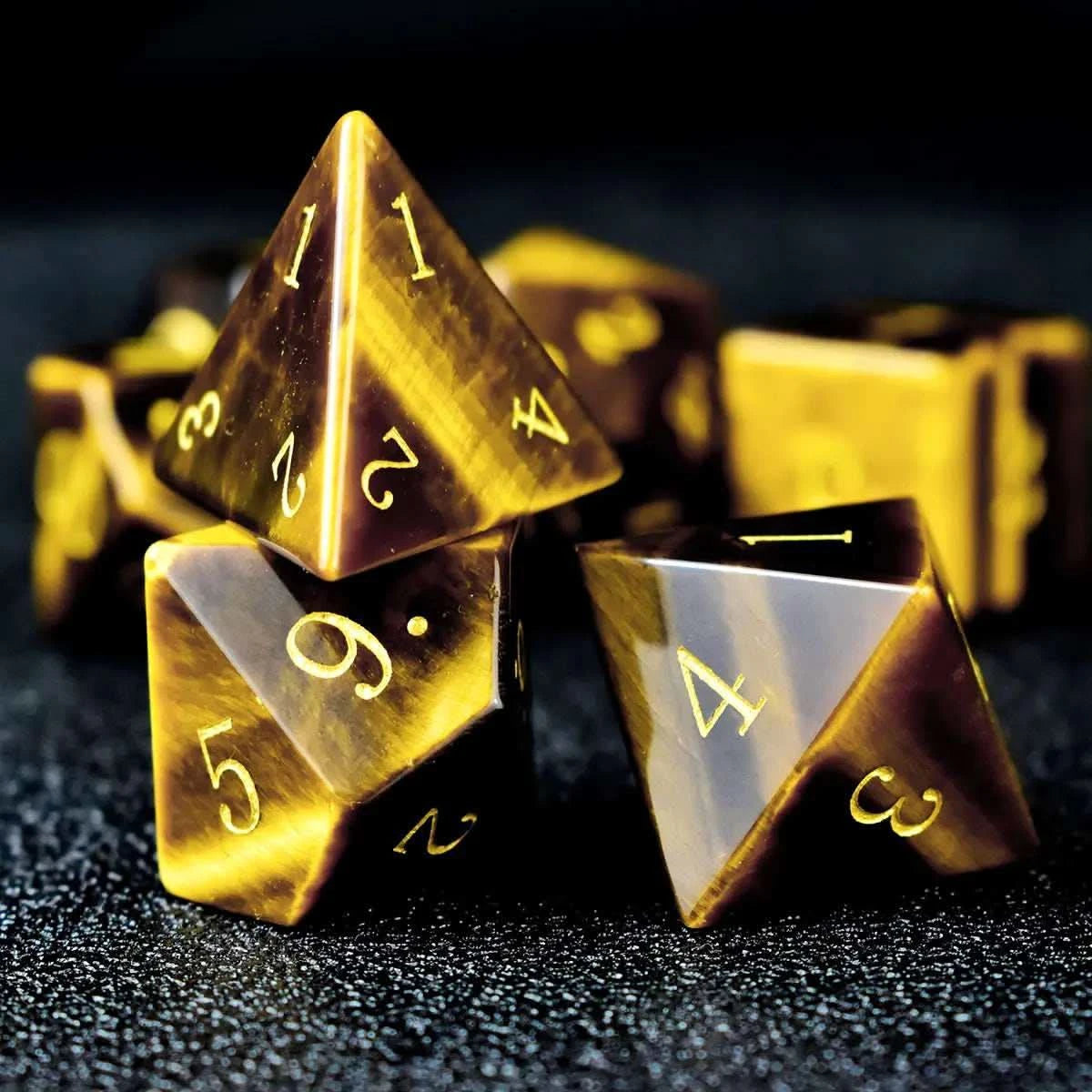 Yellow Tiger's Eye Dice Set - RULE DICE