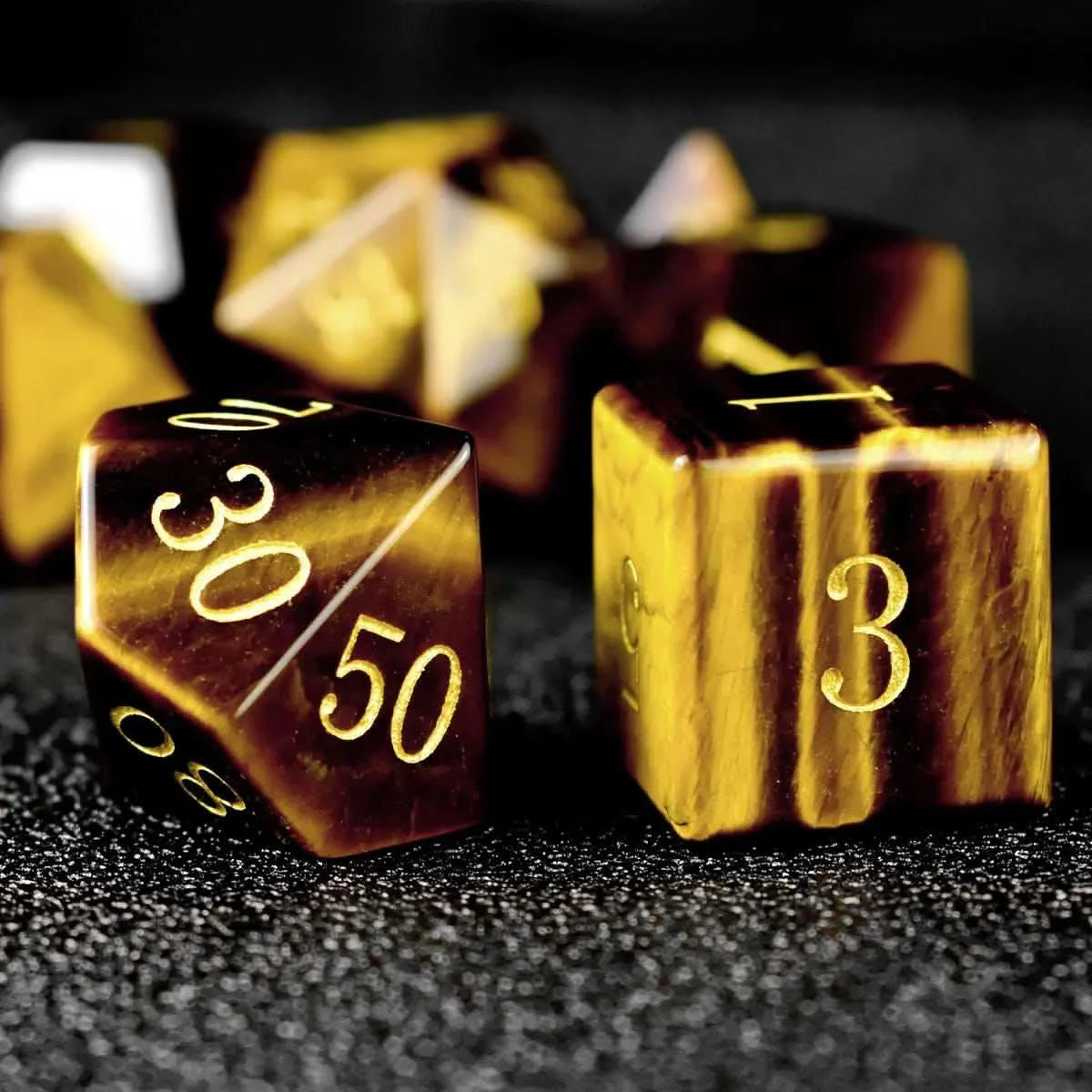Yellow Tiger's Eye Dice Set - RULE DICE