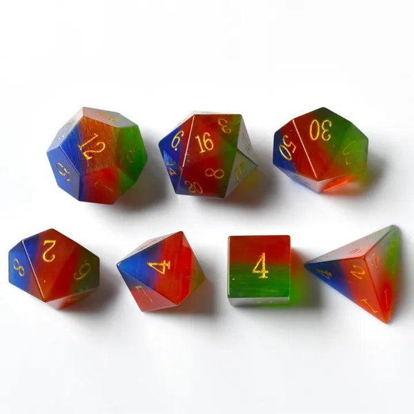  RULE DICE -  Gemstone dice Tricolor Cat's Eye Dice