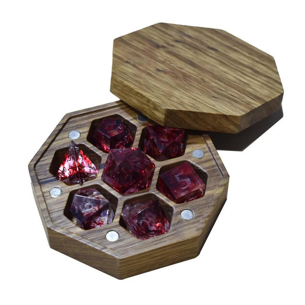  RULE DICE -  Dice Box & Tray Small SABAH Wooden Magnetic Dice Box