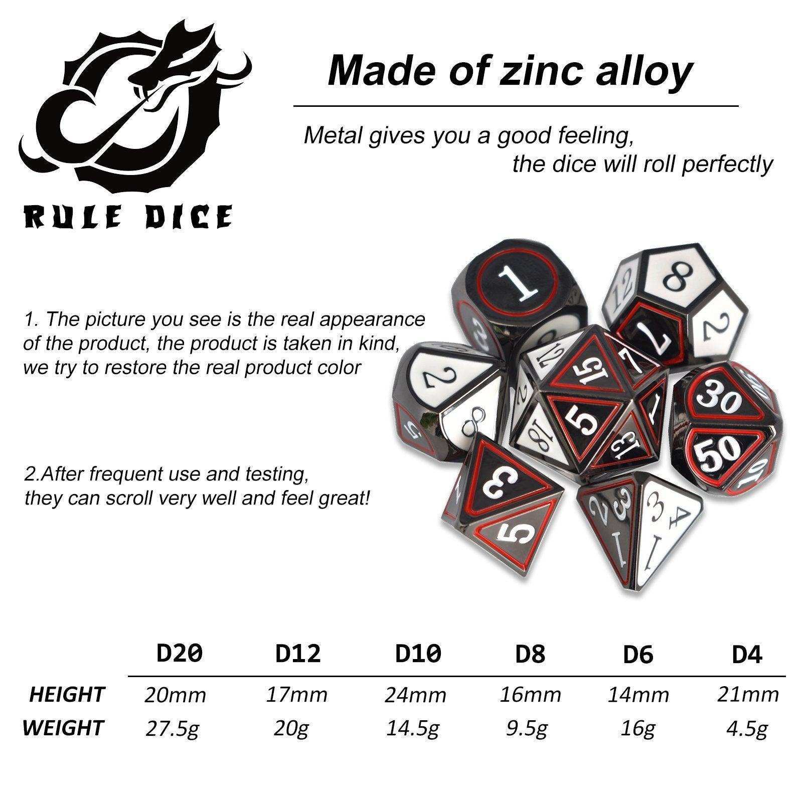 Black&White Cold Heart Plated Dice Set - RULE DICE