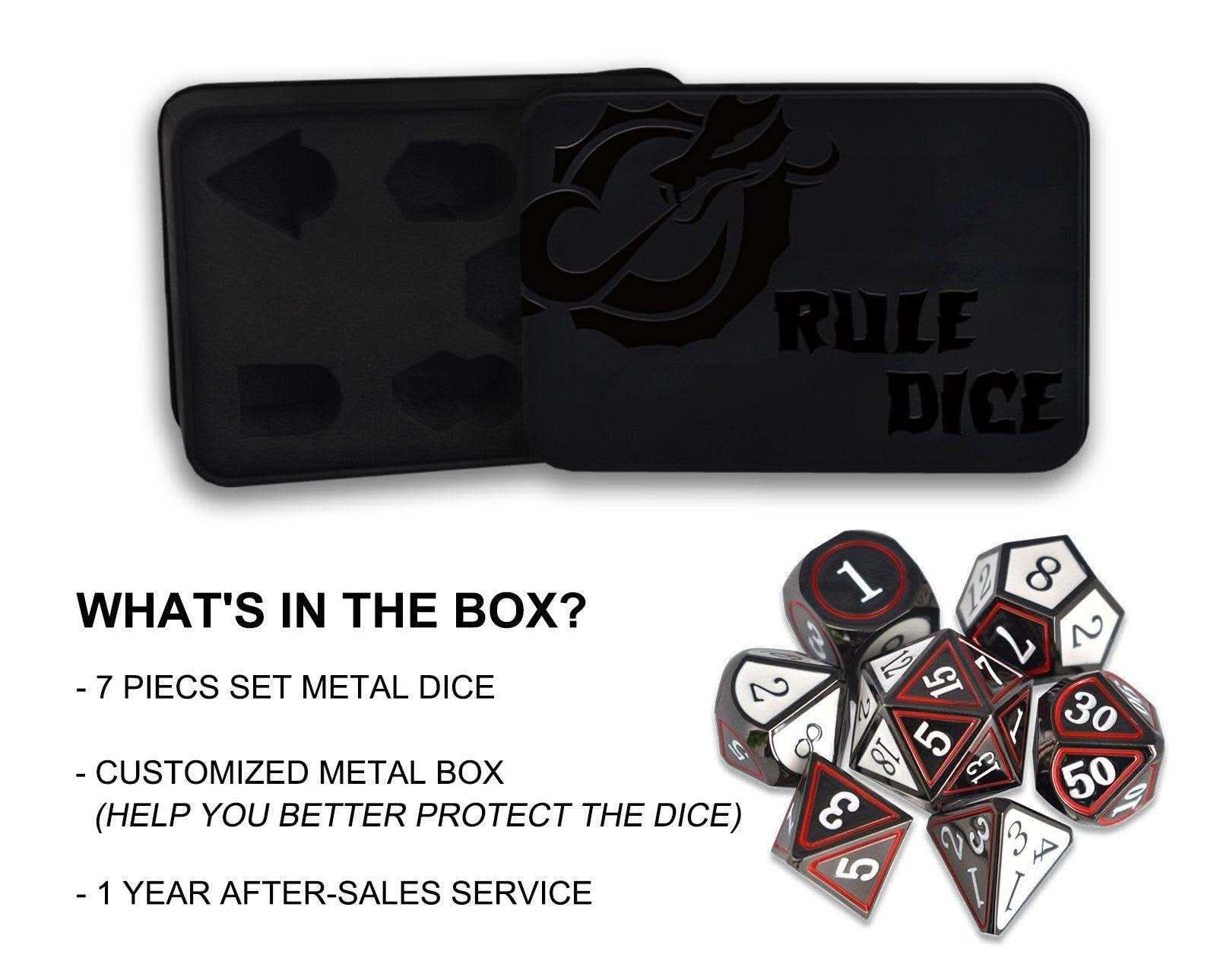 Black&White Cold Heart Plated Dice Set - RULE DICE