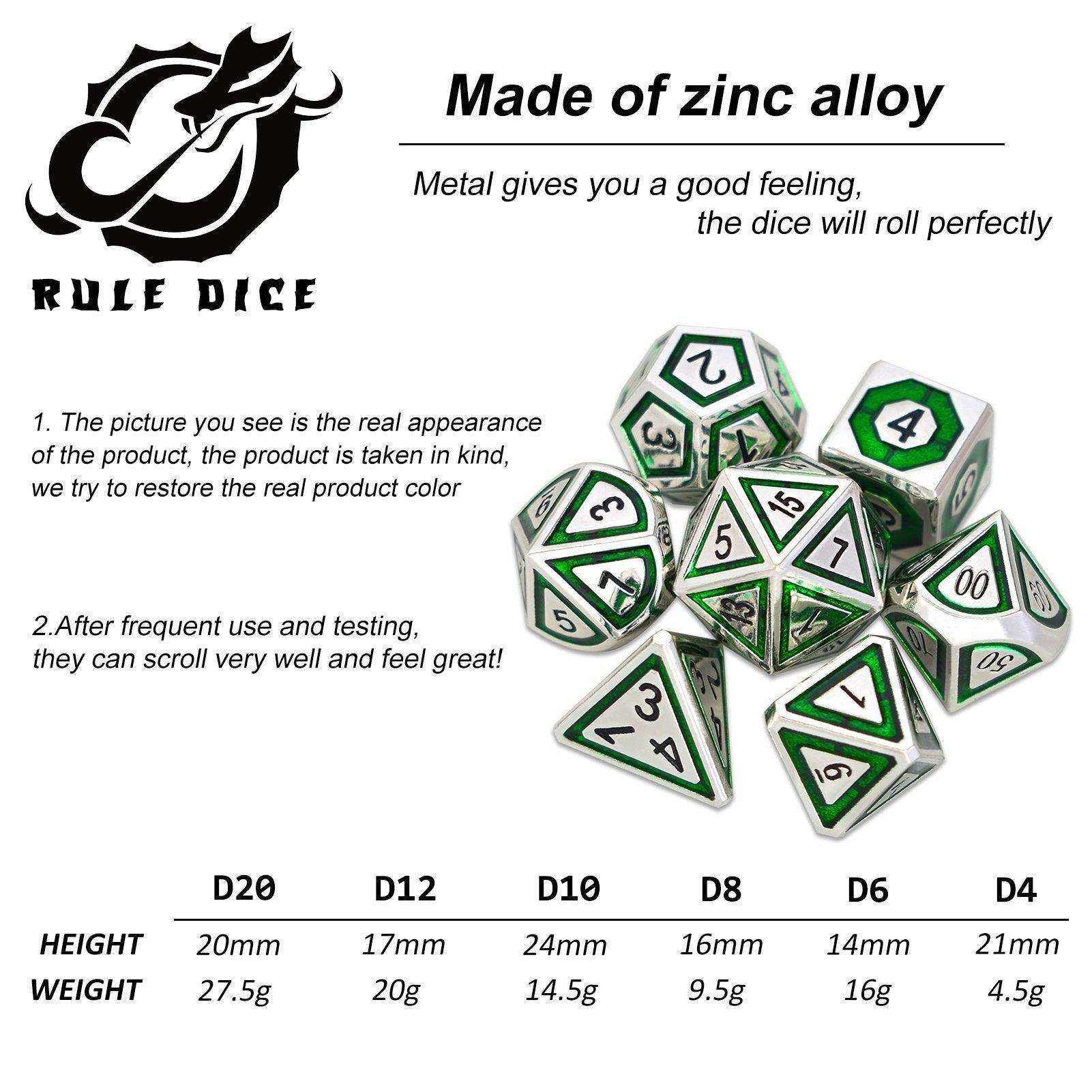 Green&Silver Plated Dice Set - RULE DICE
