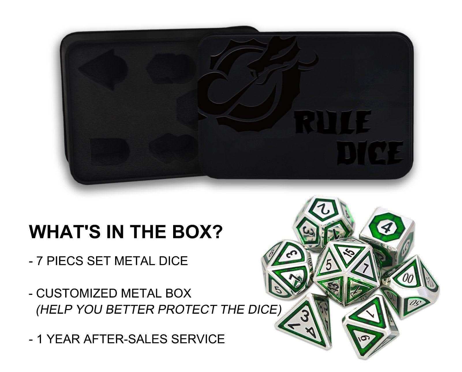Green&Silver Plated Dice Set - RULE DICE