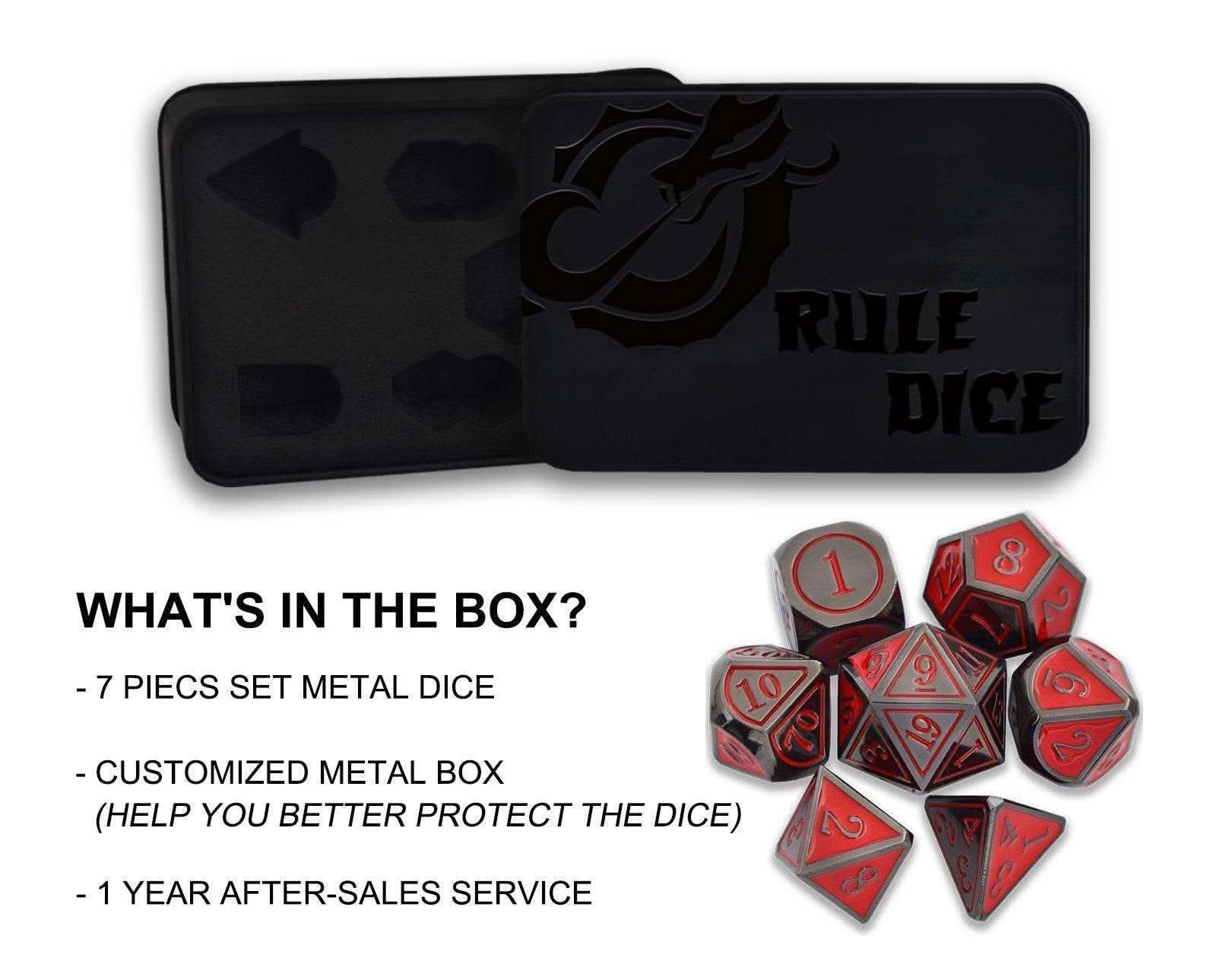 Red Cold Heart Plated Dice Set - RULE DICE