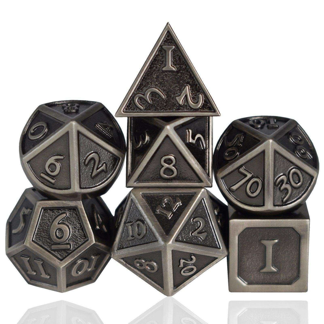 Roman Barrel Nickel Plated Dice Set - RULE DICE