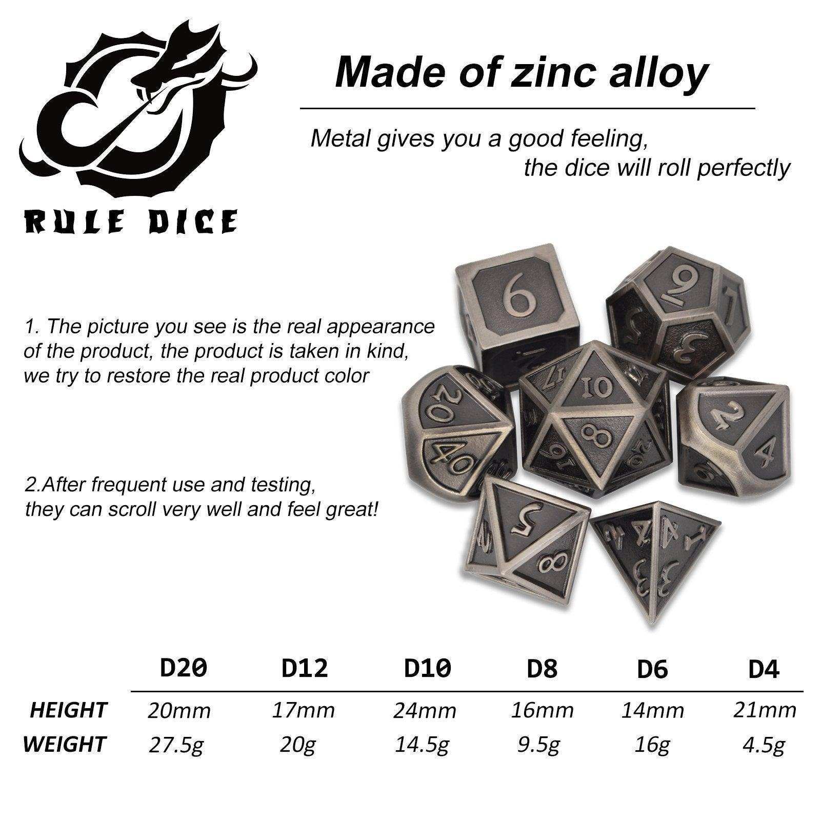 Roman Barrel Nickel Plated Dice Set - RULE DICE