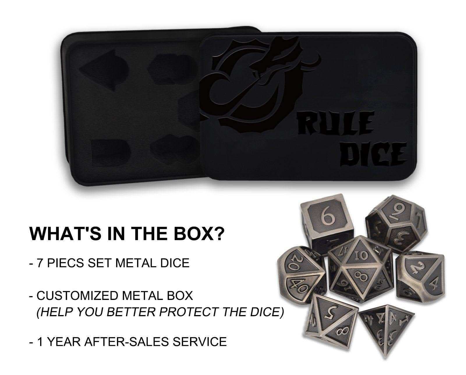Roman Barrel Nickel Plated Dice Set - RULE DICE