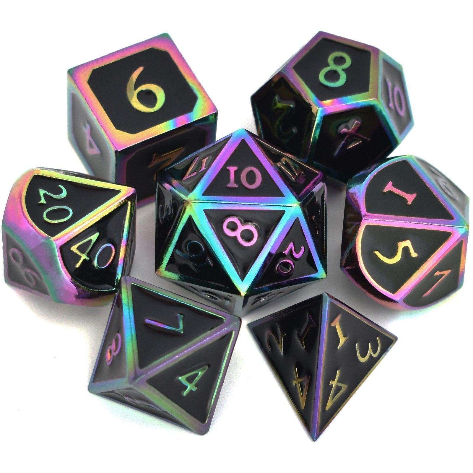 Roman Black&Colorful Plated Dice Set - RULE DICE