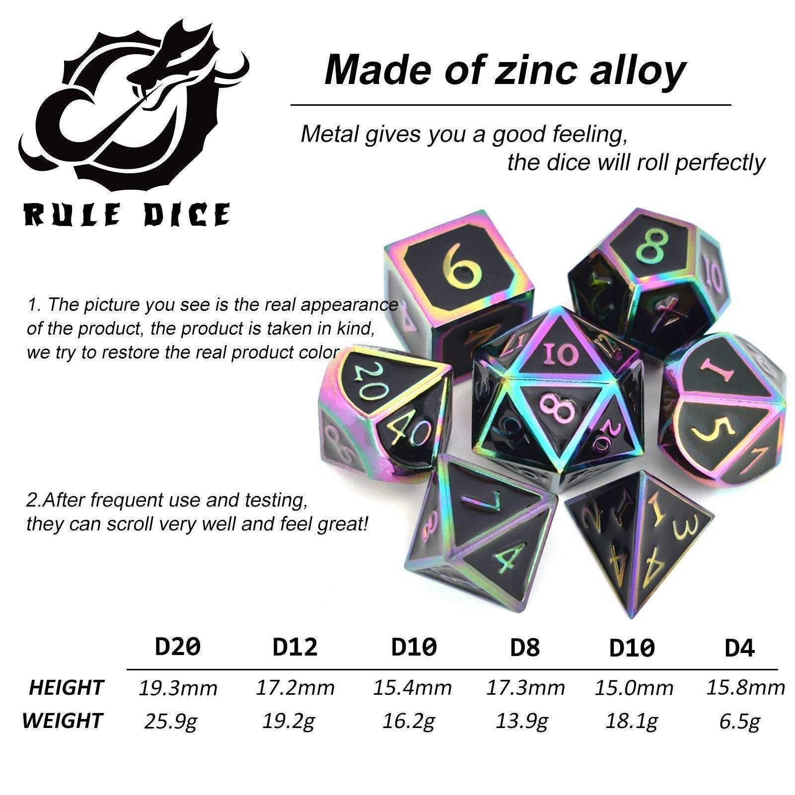 Roman Black&Colorful Plated Dice Set - RULE DICE