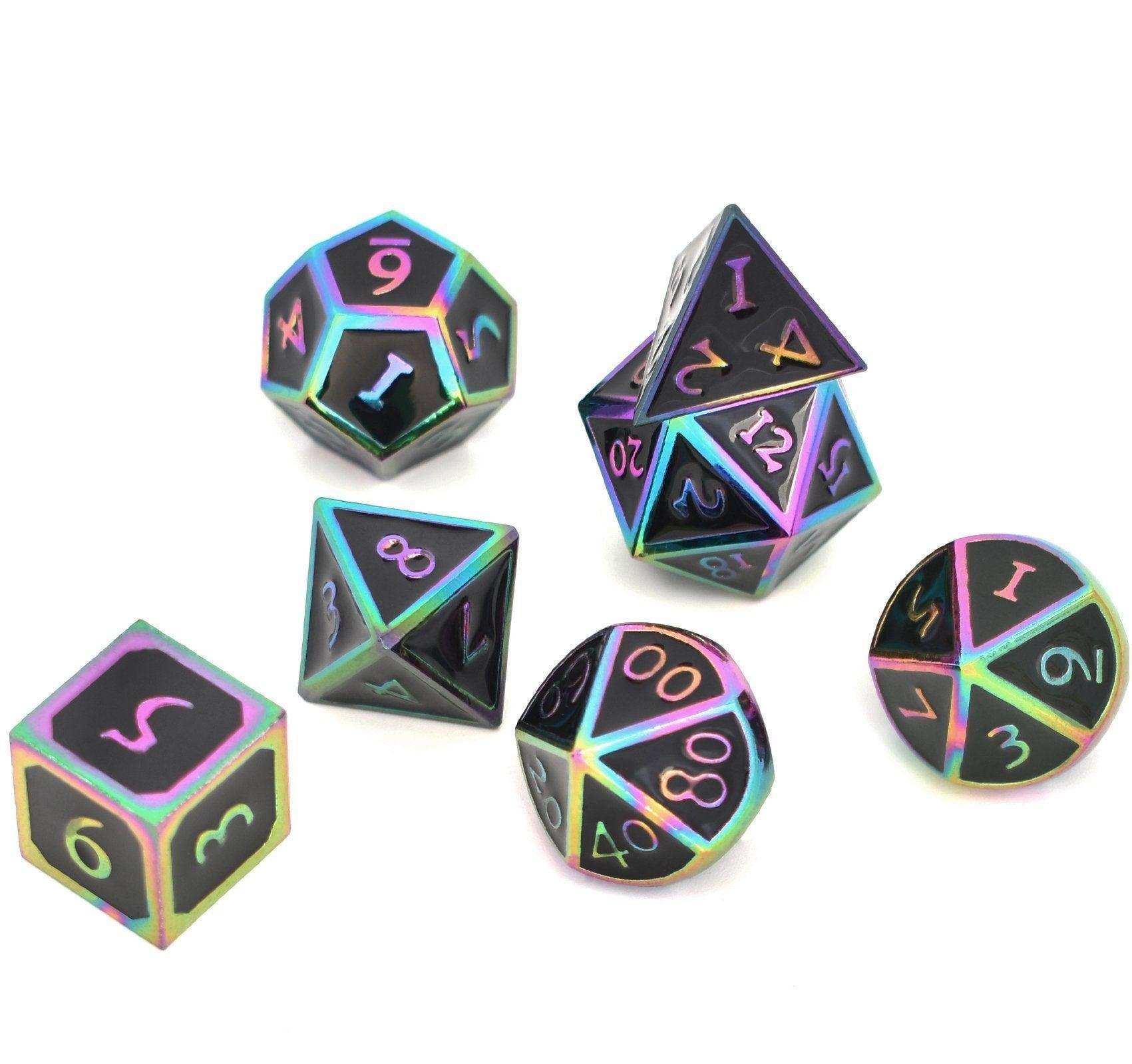 Roman Black&Colorful Plated Dice Set - RULE DICE