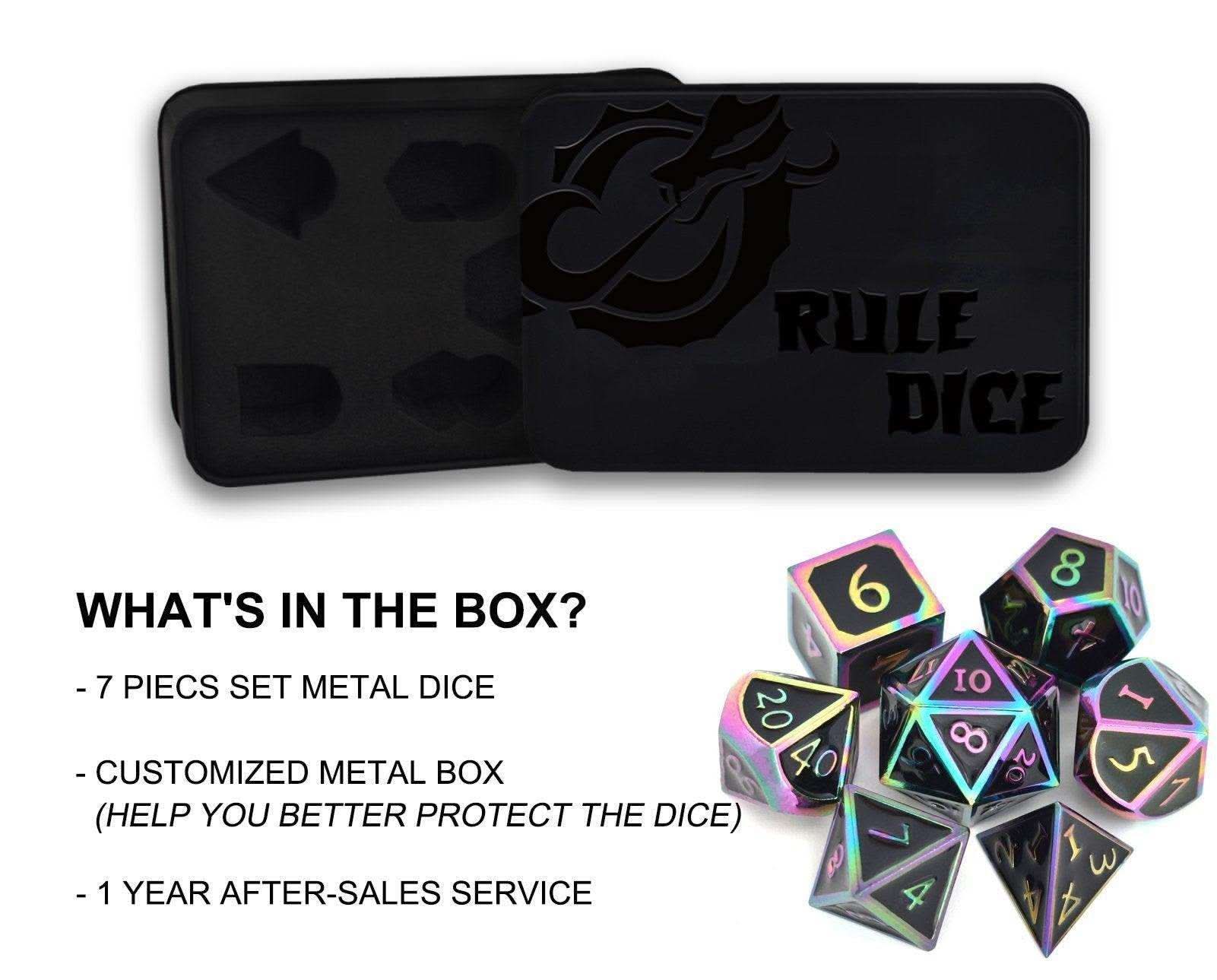 Roman Black&Colorful Plated Dice Set - RULE DICE