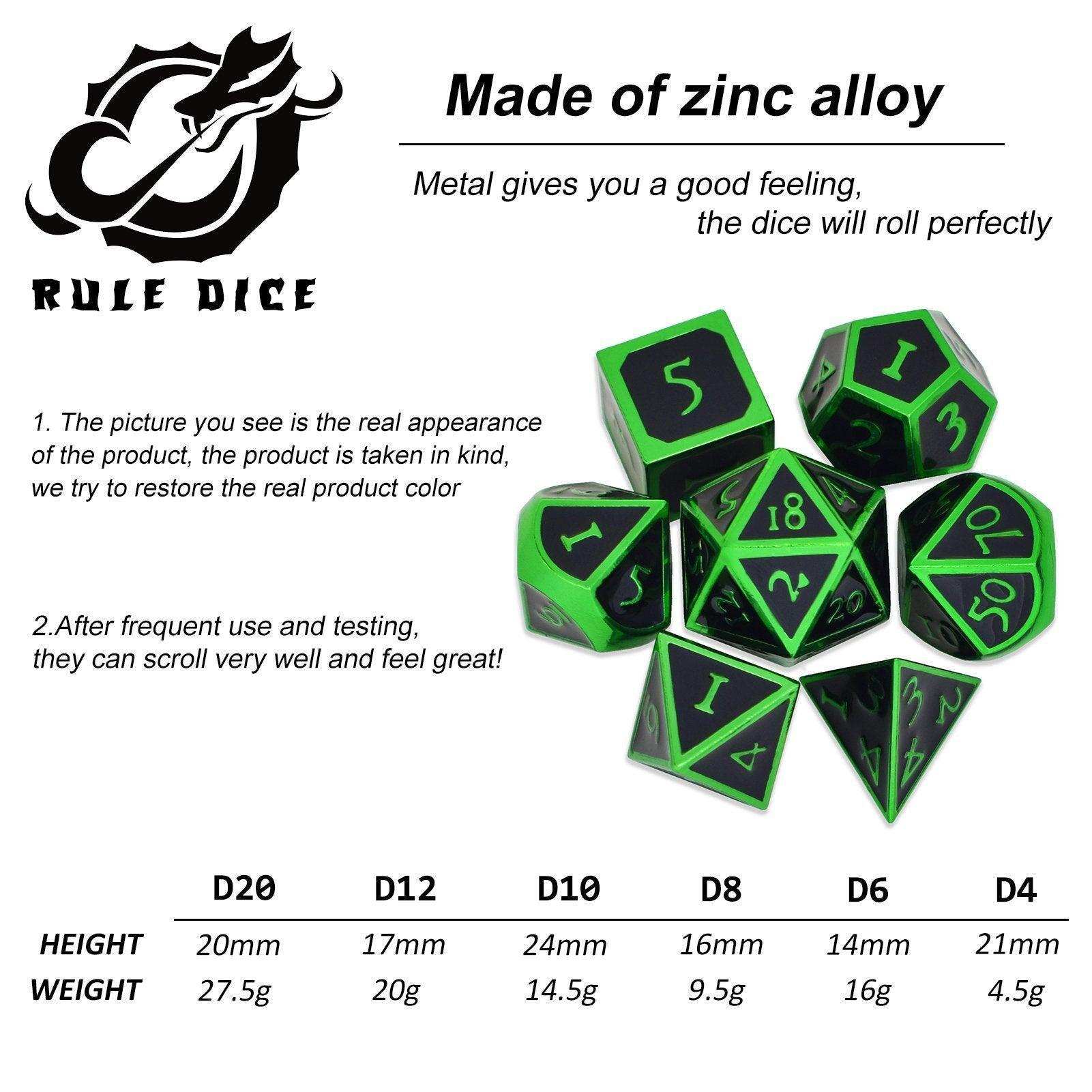 Roman Black&Green Plated Dice Set - RULE DICE