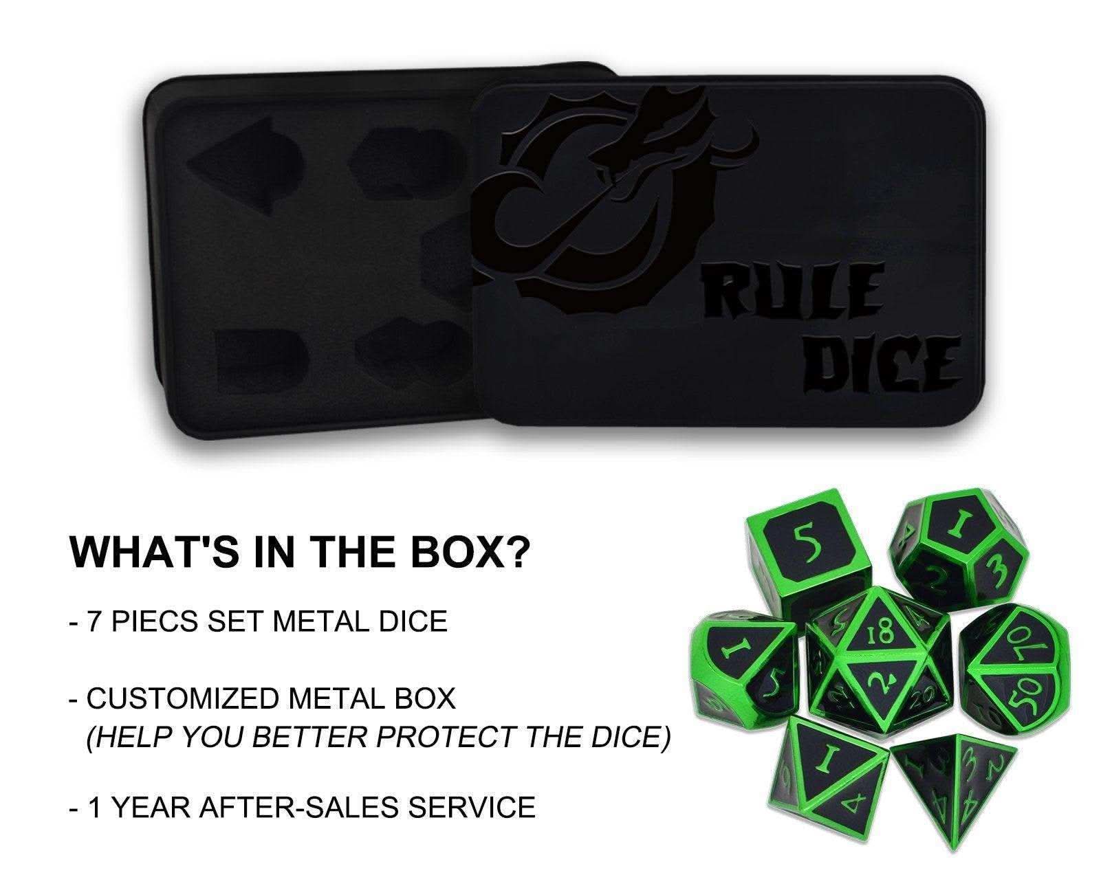 Roman Black&Green Plated Dice Set - RULE DICE