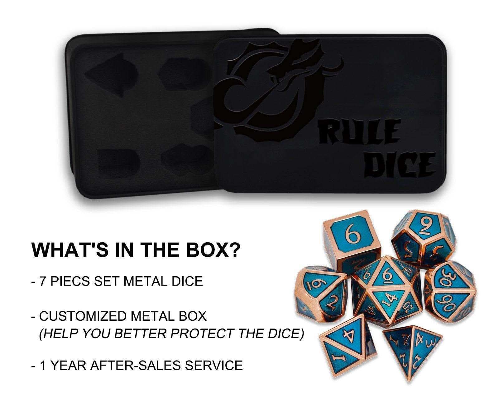 Roman Blue&Bronze Plated Dice Set - RULE DICE