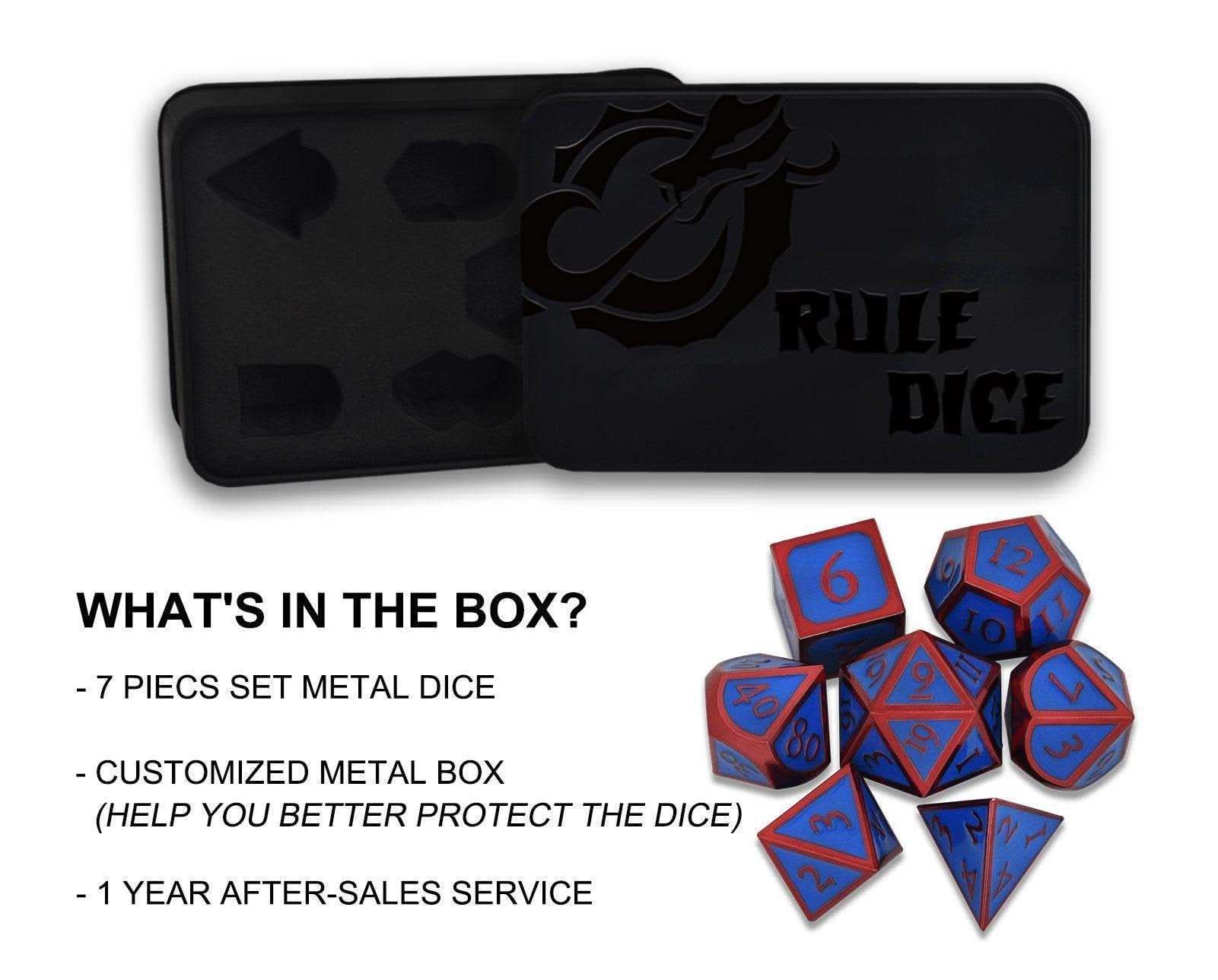 Roman Blue&Red Plated Dice Set - RULE DICE