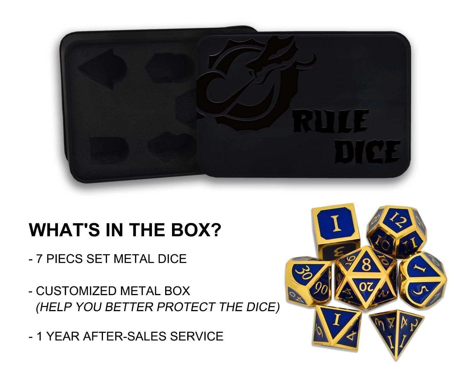 Roman Dark Blue&Golden Plated Dice Set - RULE DICE