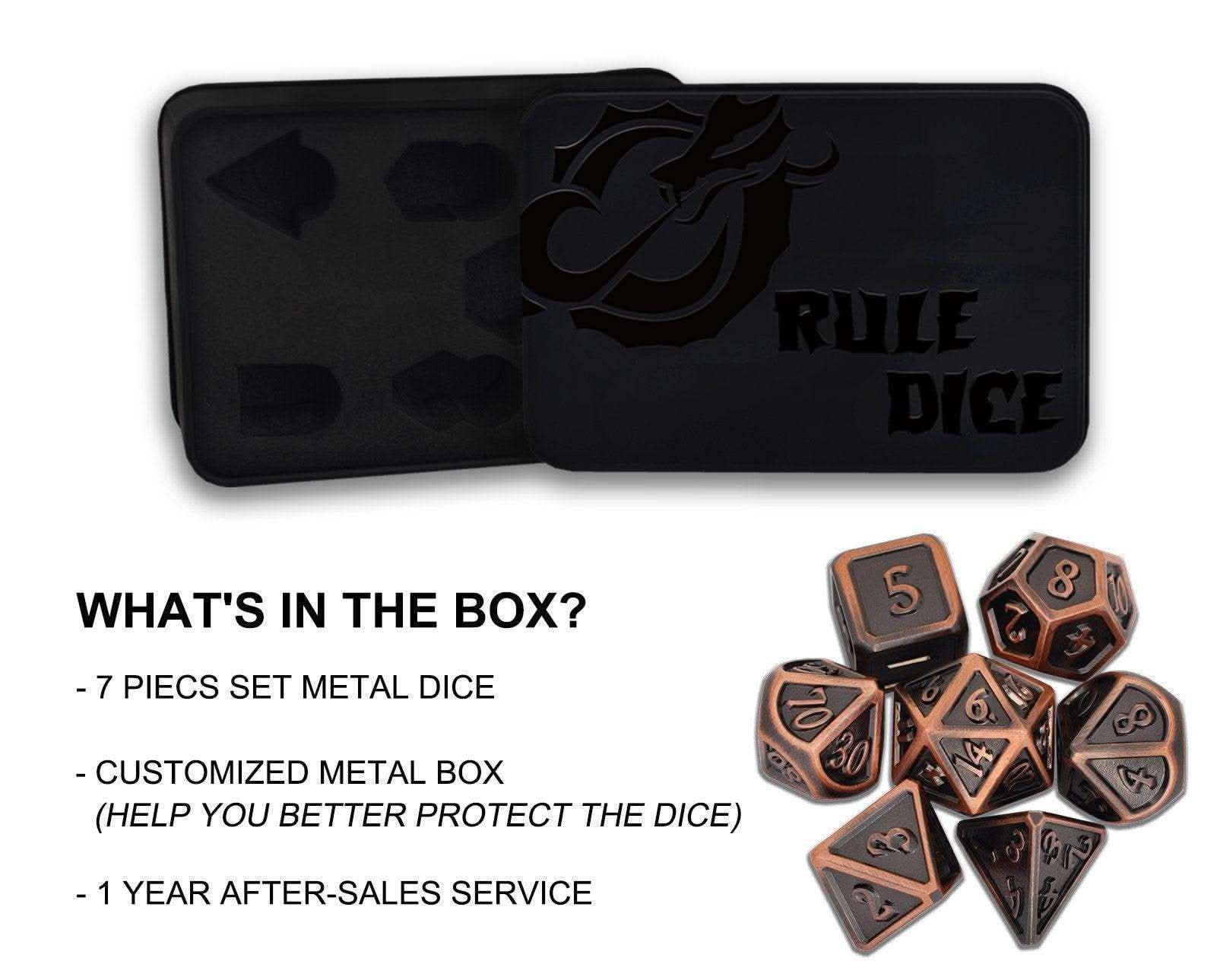 Roman Dark Red&Bronze Plated Dice Set - RULE DICE