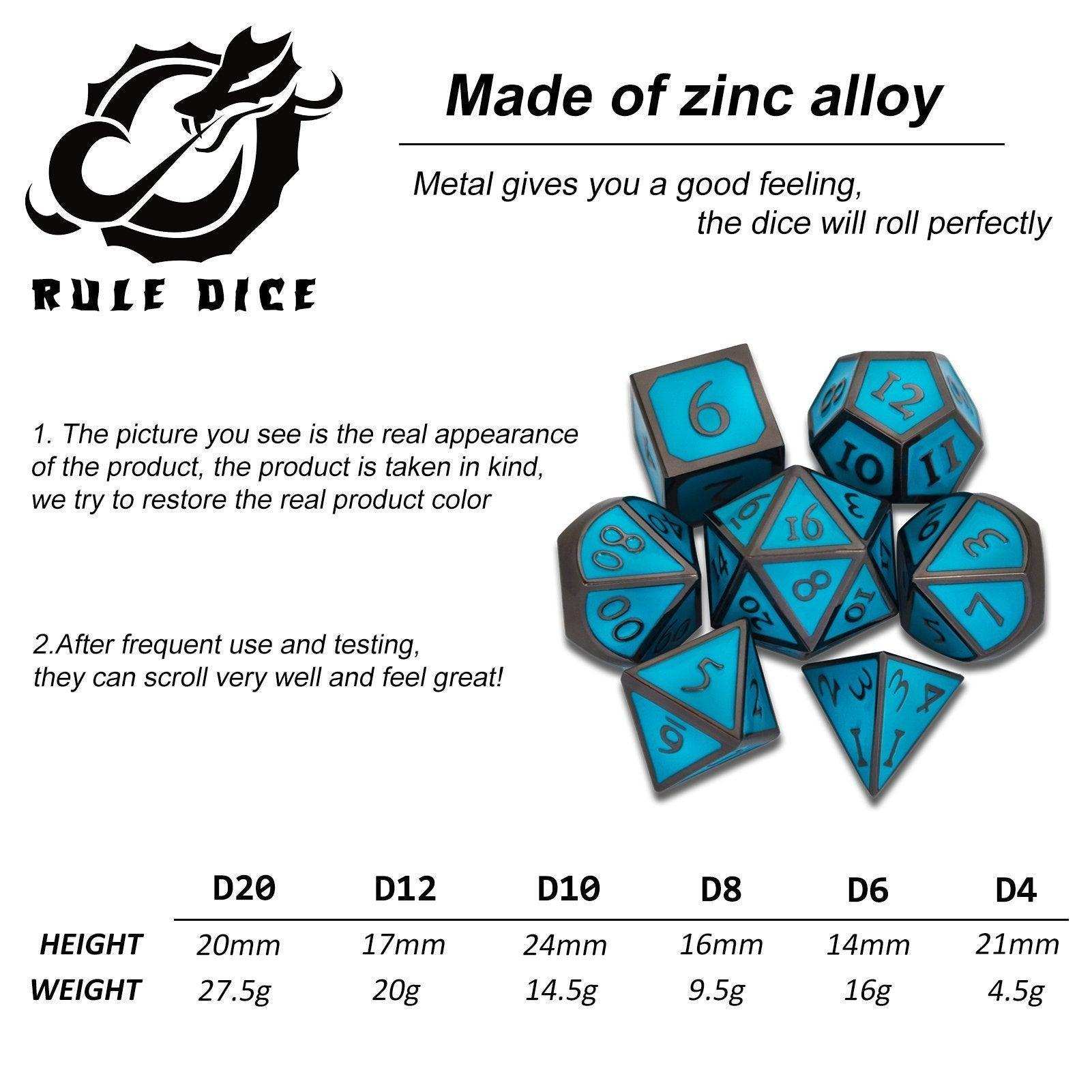 Roman Light Blue&Black Plated Dice Set - RULE DICE