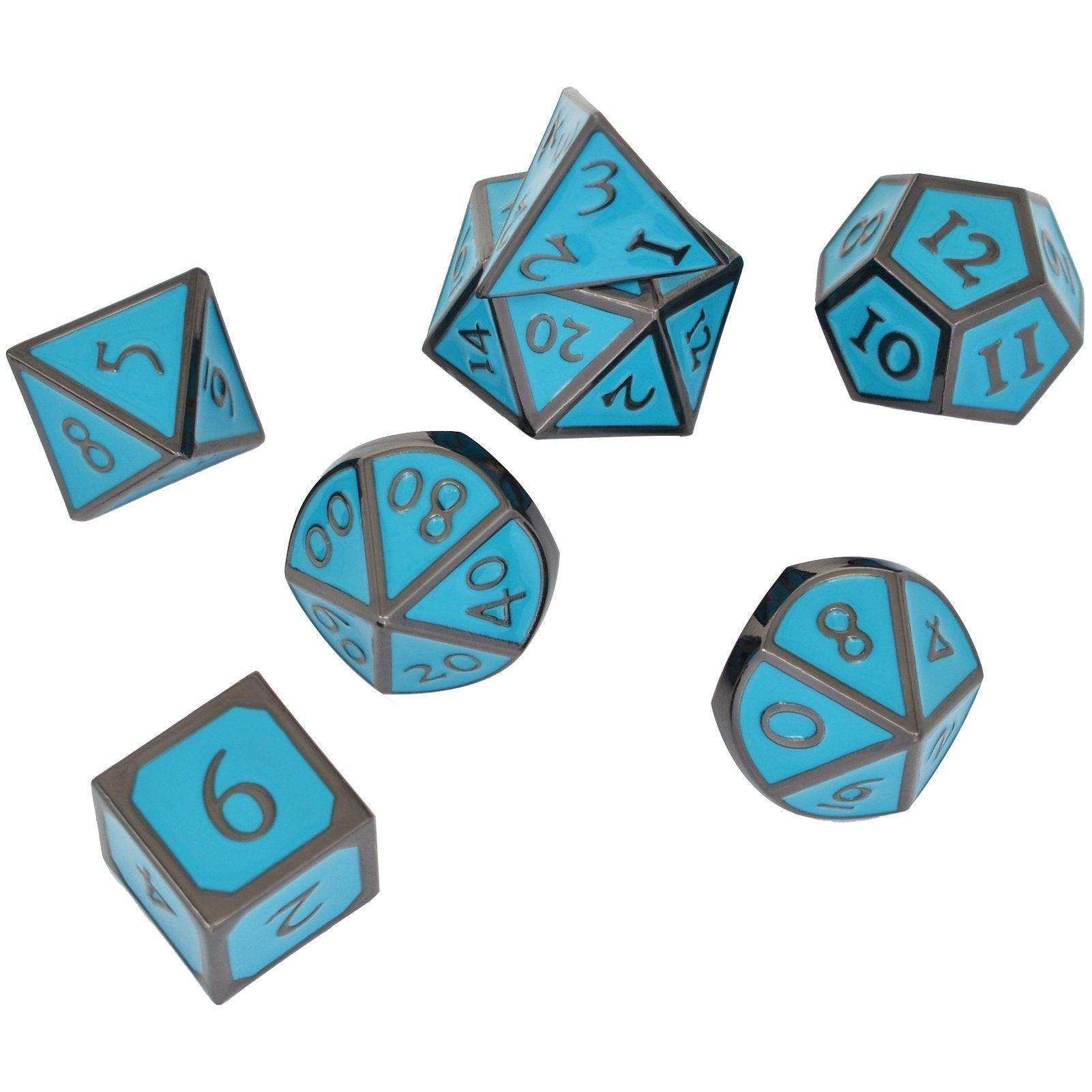 Roman Light Blue&Black Plated Dice Set - RULE DICE