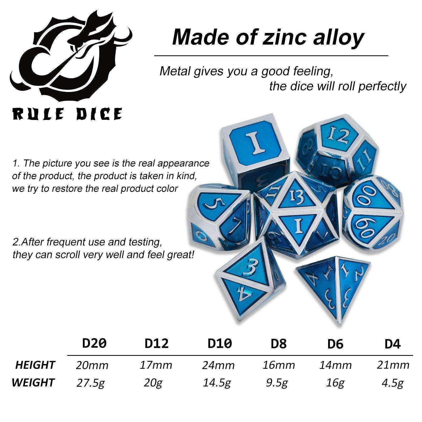 Roman Light Blue&Silver Plated Dice Set - RULE DICE