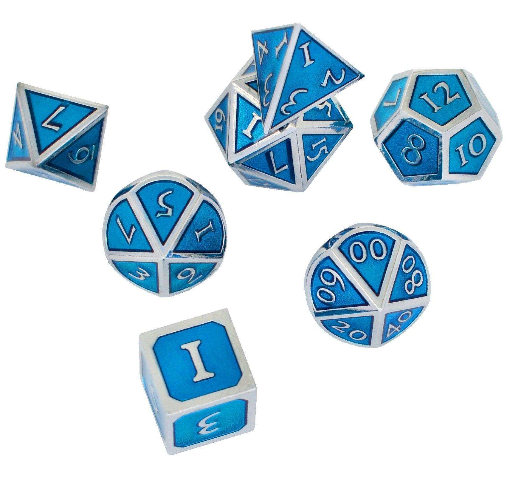 Roman Light Blue&Silver Plated Dice Set - RULE DICE