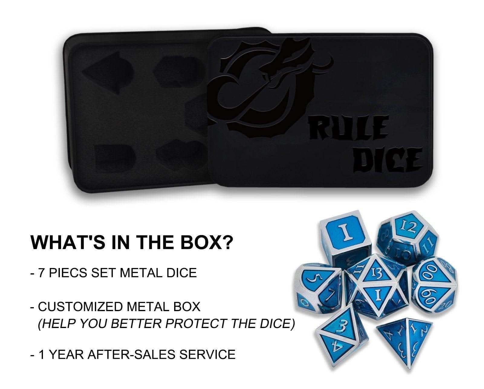 Roman Light Blue&Silver Plated Dice Set - RULE DICE