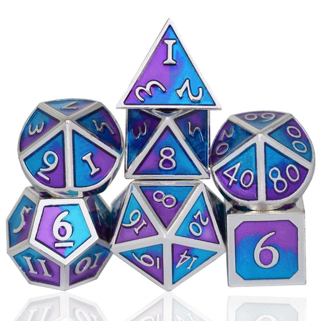 Roman Purple&Blue&Silver Plated Dice Set - RULE DICE