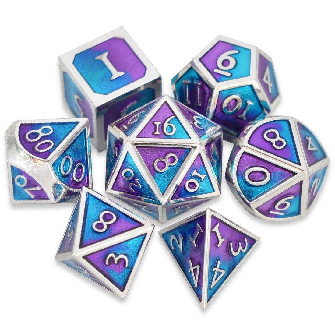 Roman Purple&Blue&Silver Plated Dice Set - RULE DICE