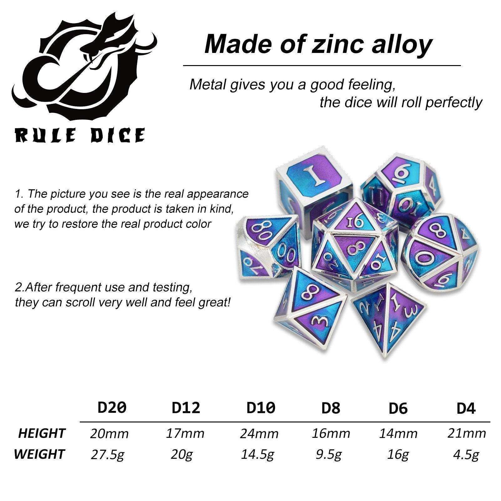Roman Purple&Blue&Silver Plated Dice Set - RULE DICE