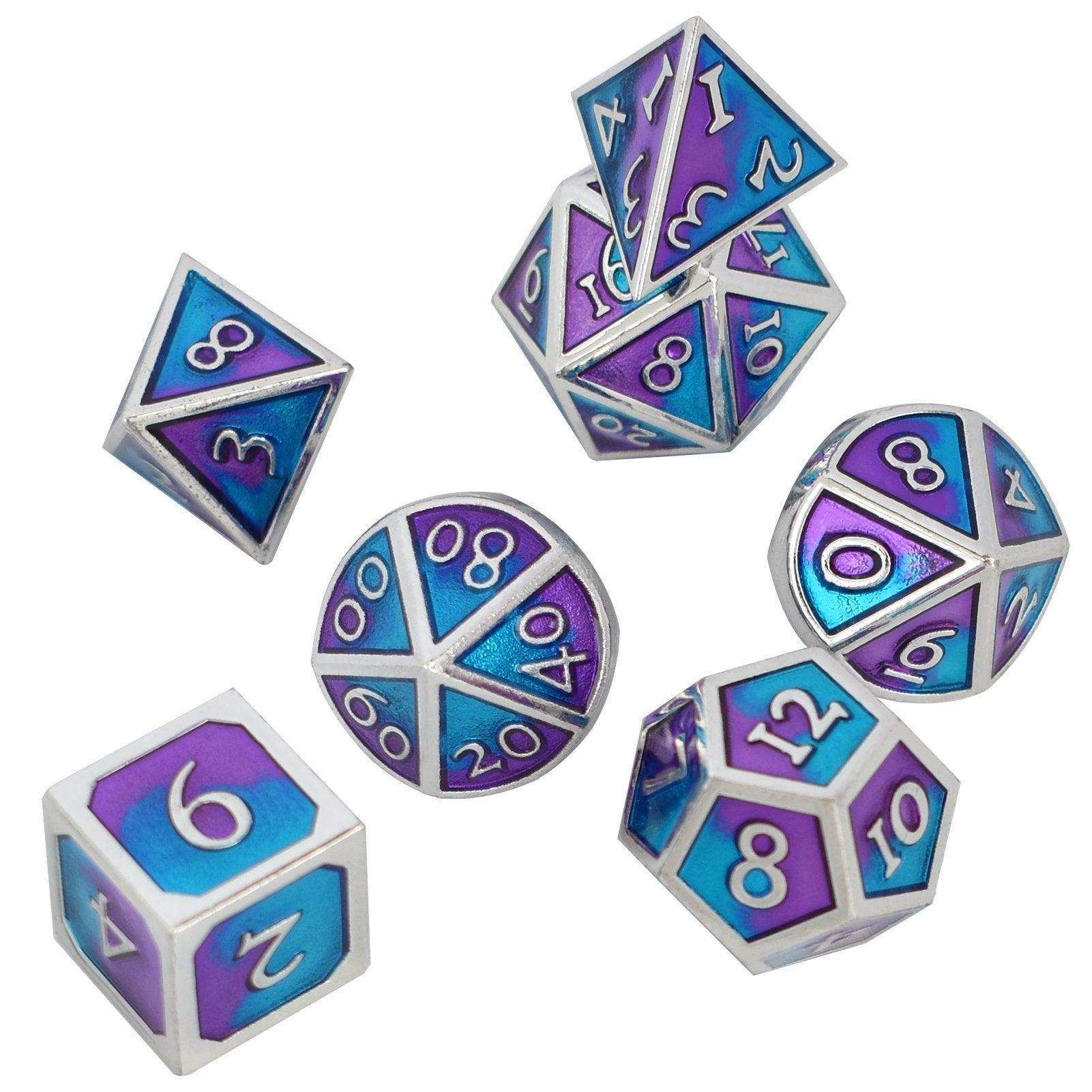 Roman Purple&Blue&Silver Plated Dice Set - RULE DICE