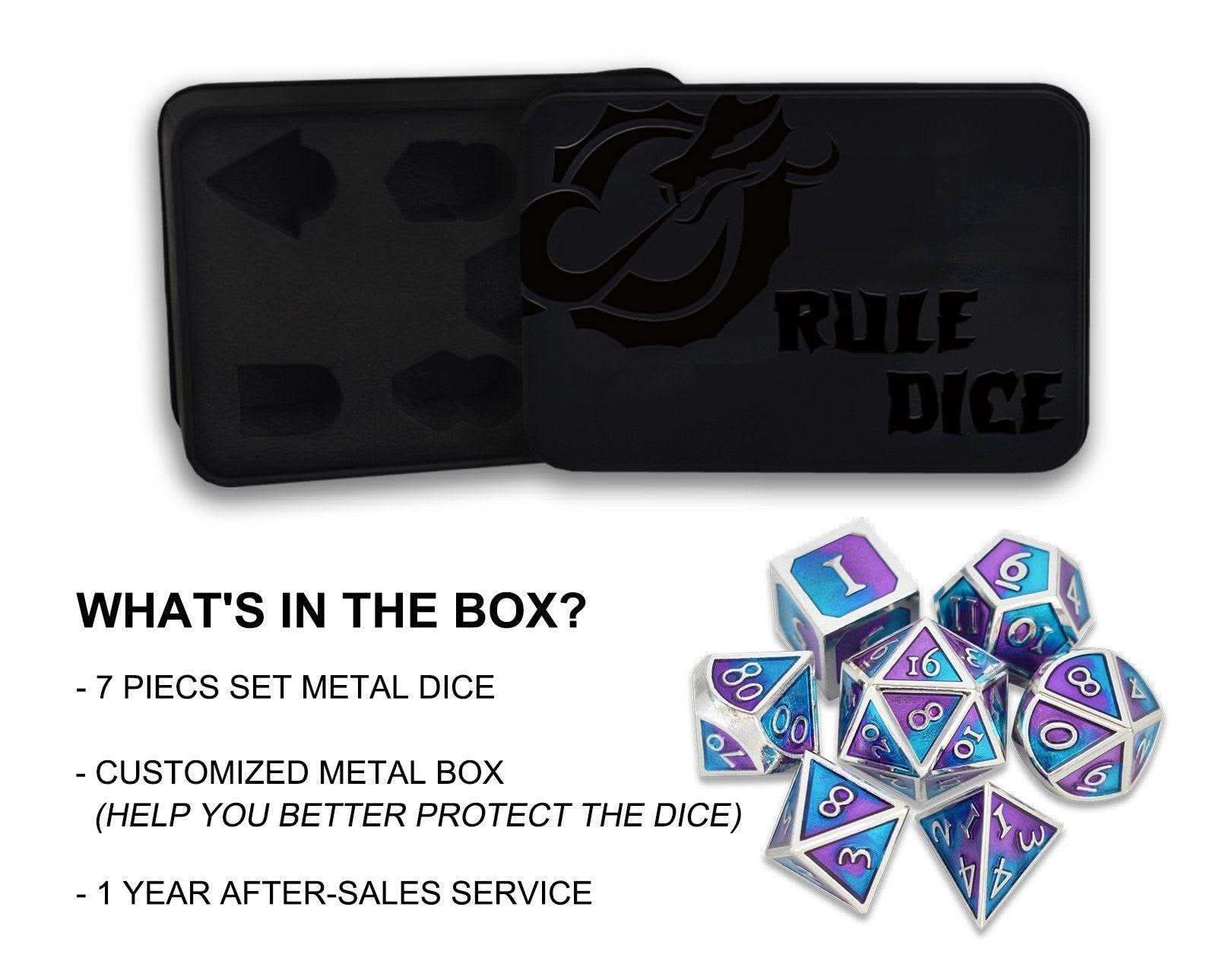 Roman Purple&Blue&Silver Plated Dice Set - RULE DICE