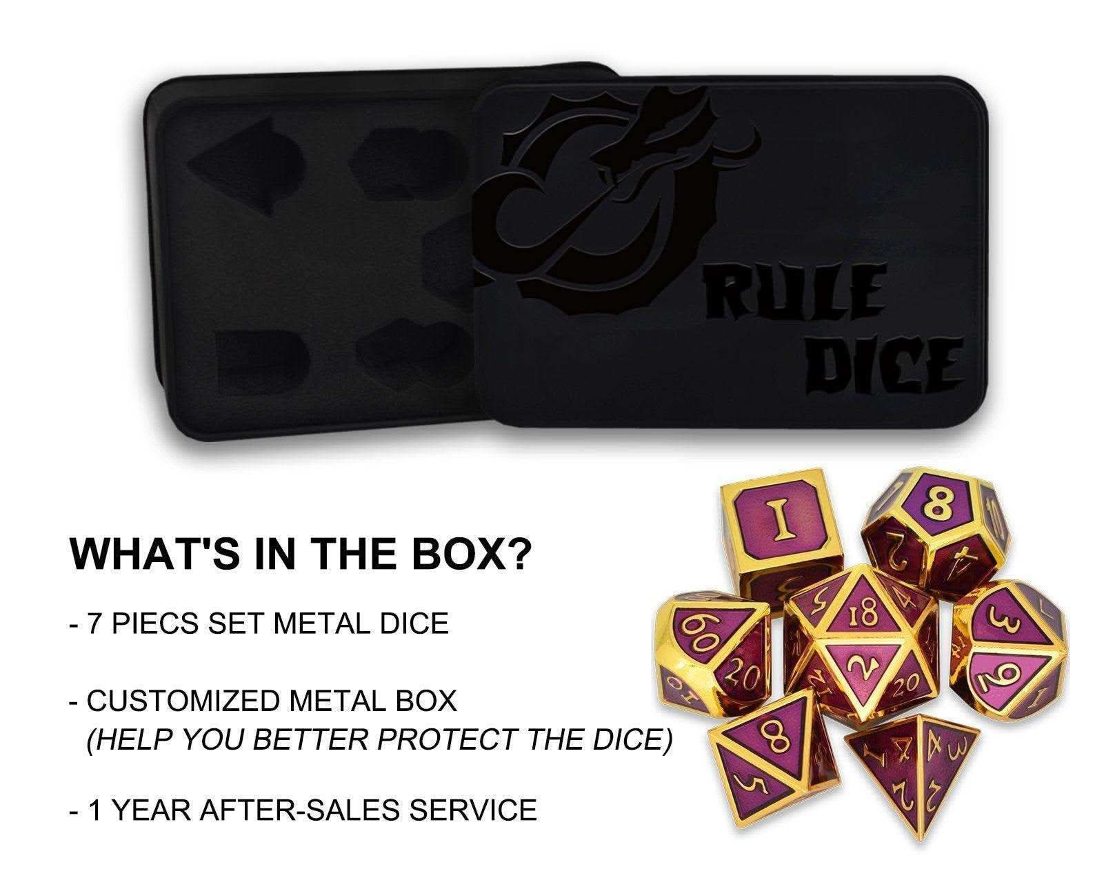 Roman Purple&Gold Plated Dice Set - RULE DICE