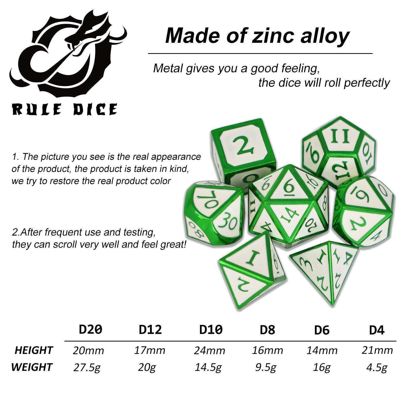 Roman White&Green Plated Dice Set - RULE DICE