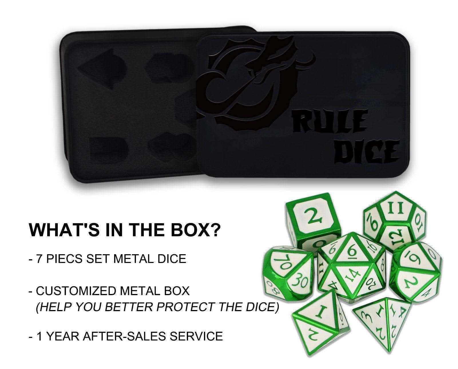 Roman White&Green Plated Dice Set - RULE DICE