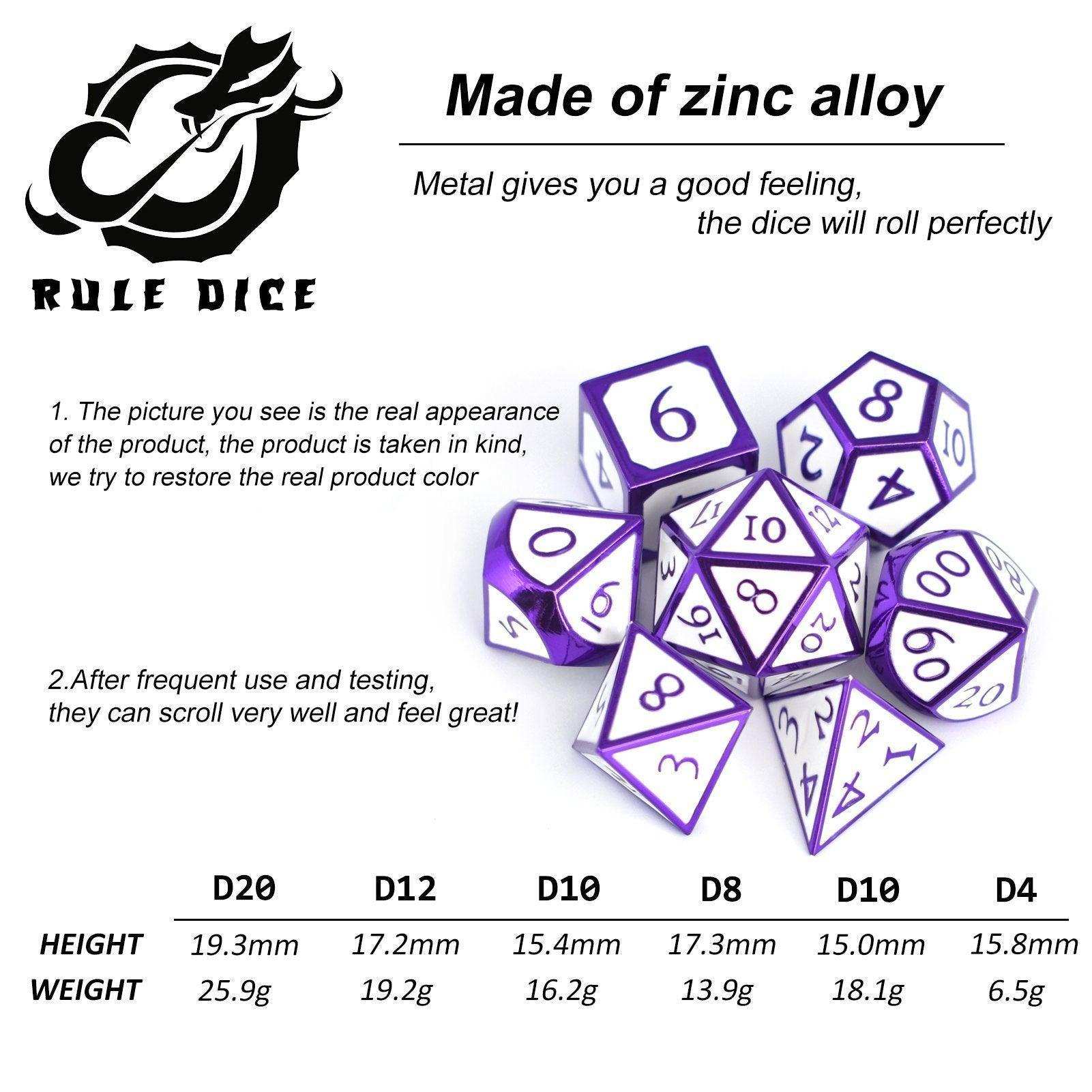 Roman White&Purple Plated Dice Set - RULE DICE