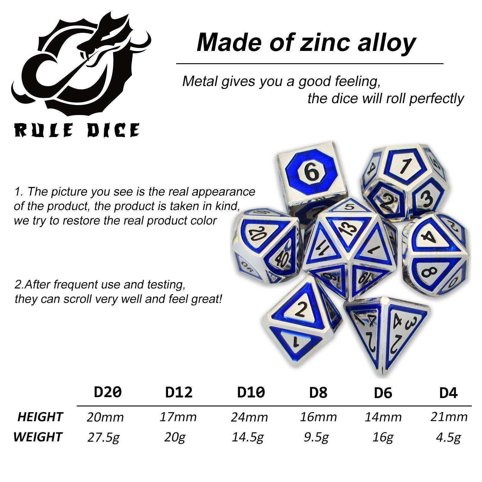 Silver&Blue Cold Heart Plated Dice Set - RULE DICE
