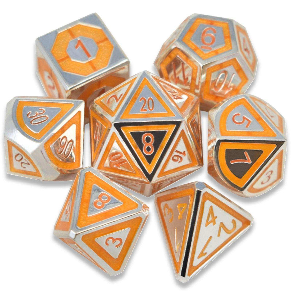 Silver&Yellow Cold Heart Plated Dice Set - RULE DICE