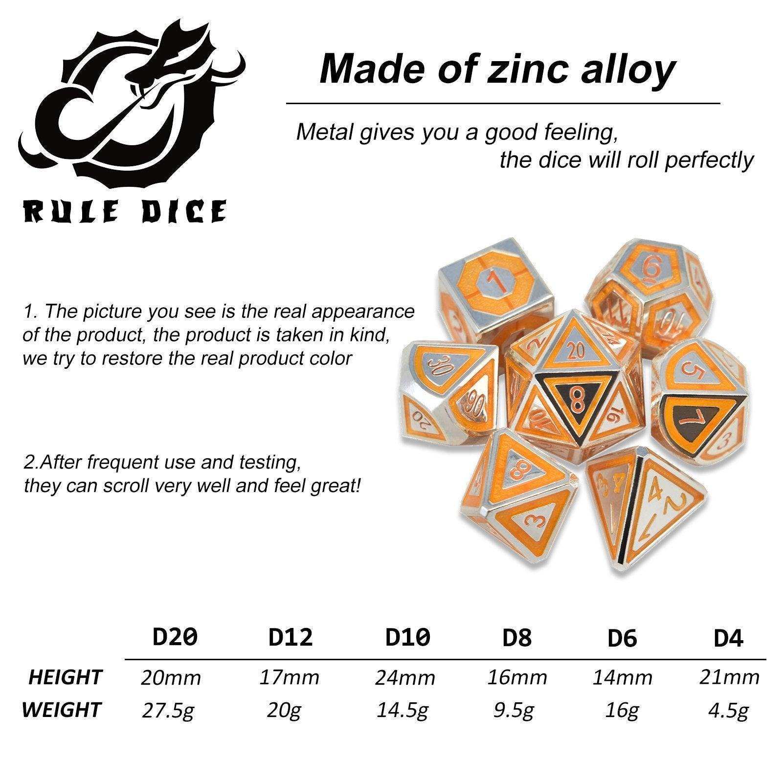 Silver&Yellow Cold Heart Plated Dice Set - RULE DICE
