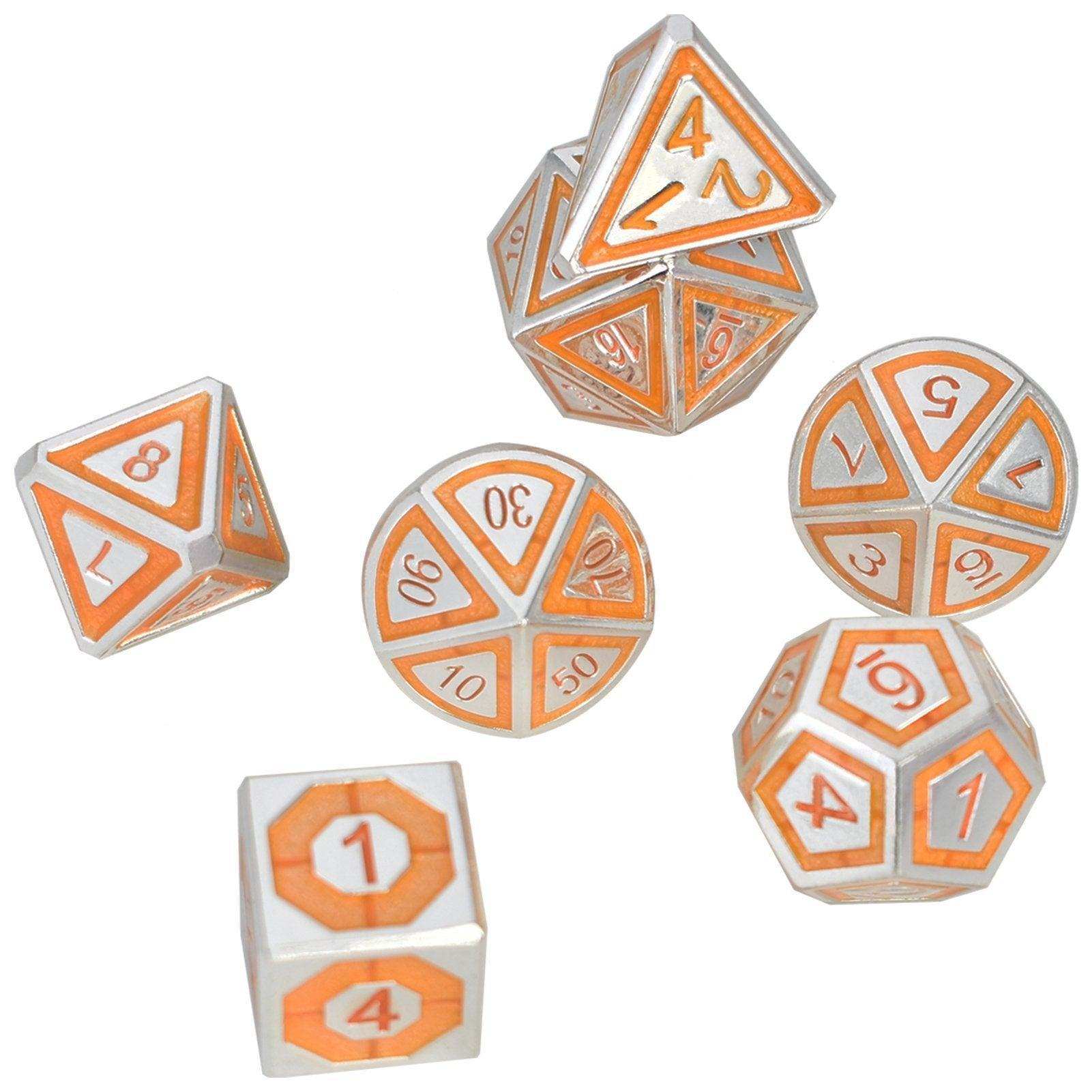 Silver&Yellow Cold Heart Plated Dice Set - RULE DICE