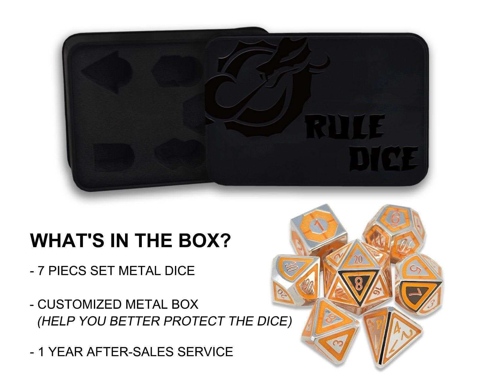 Silver&Yellow Cold Heart Plated Dice Set - RULE DICE