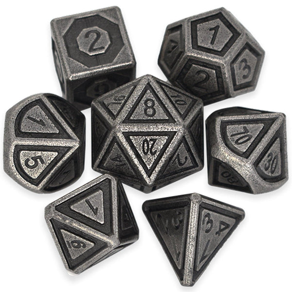  RULE DICE -  Heavy Metal Dice Antique Silver Plated Dice