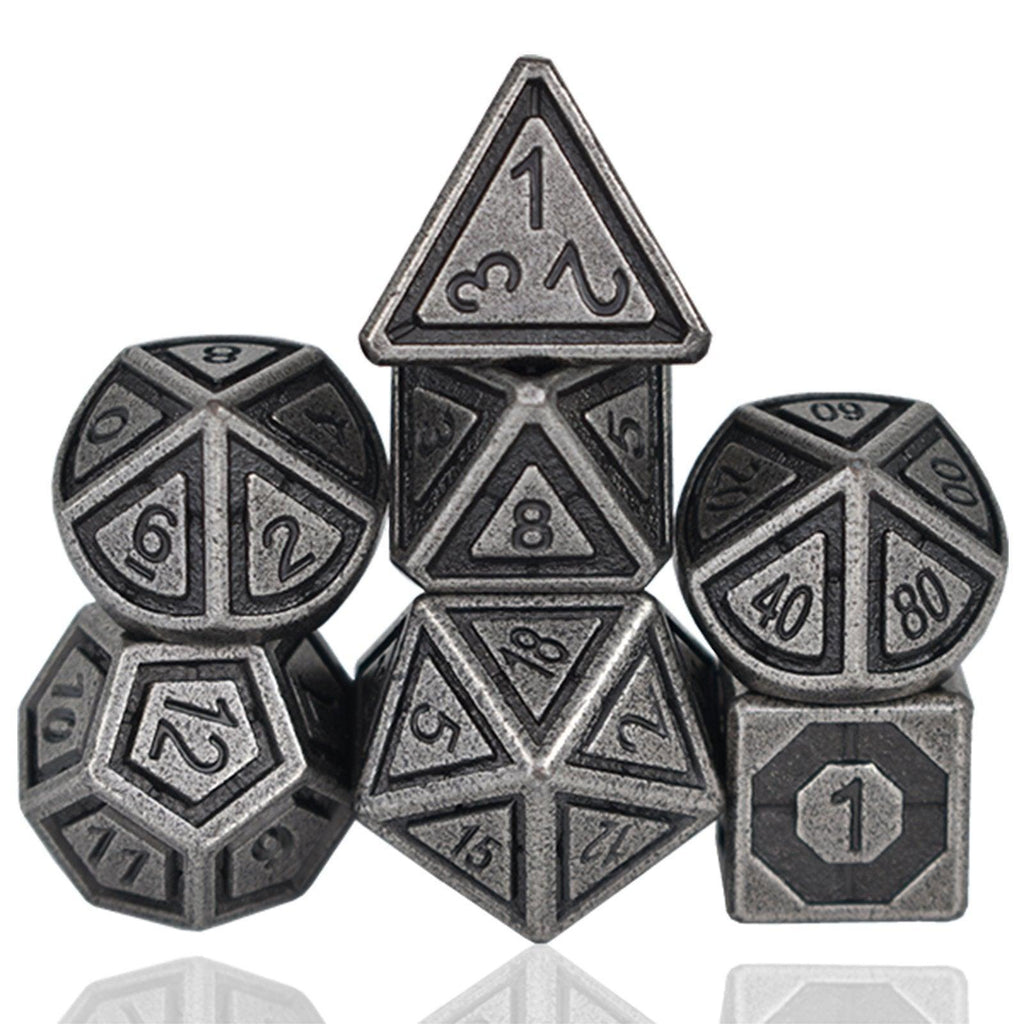  RULE DICE -  Heavy Metal Dice Antique Silver Plated Dice