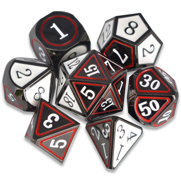  RULE DICE -  Heavy Metal Dice Black&White Cold Heart Plated Dice