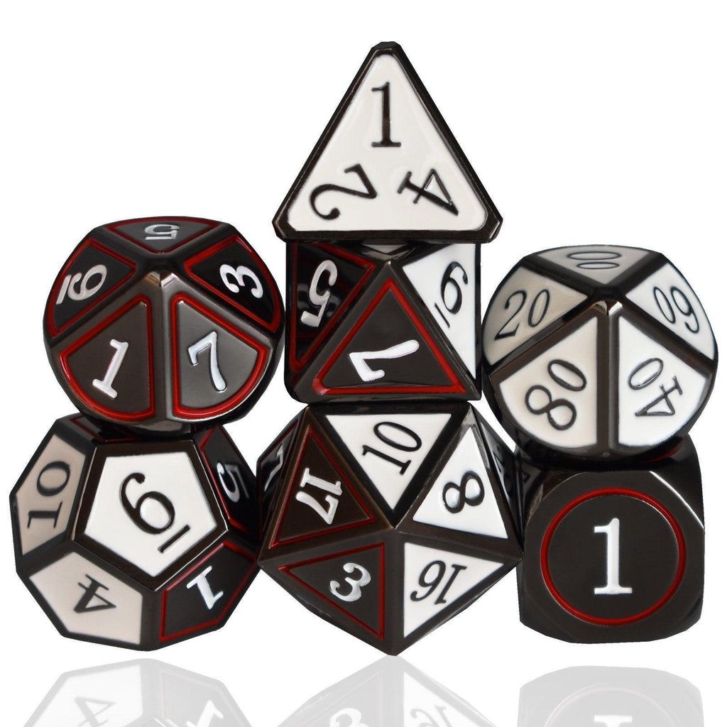  RULE DICE -  Heavy Metal Dice Black&White Cold Heart Plated Dice