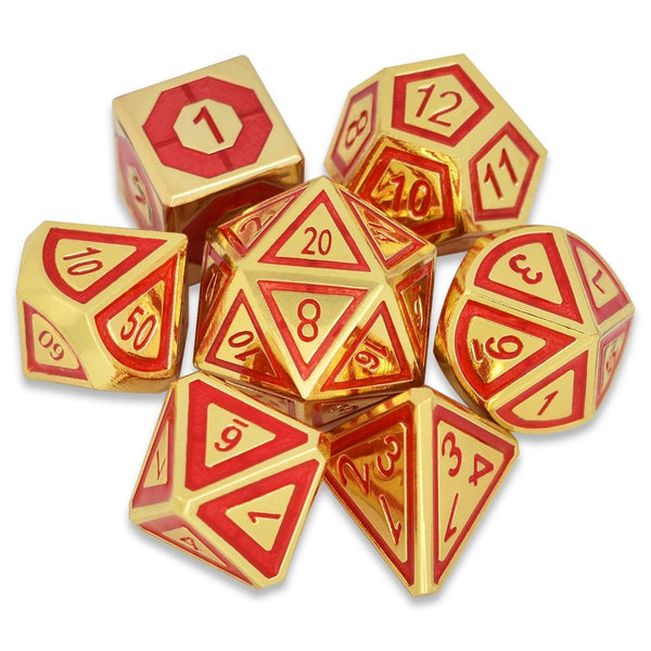  RULE DICE -  Heavy Metal Dice Golden&Red Plated Dice